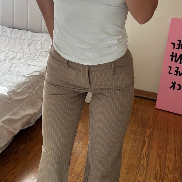 Tan and cream striped trousers Princess Polly pants - Picture 3 of 5